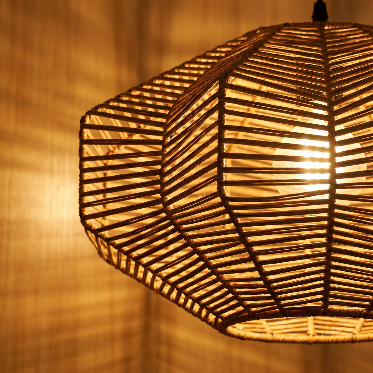 Woven Rattan Pendant Lantern Hand-Braided Coastal Ceiling Light