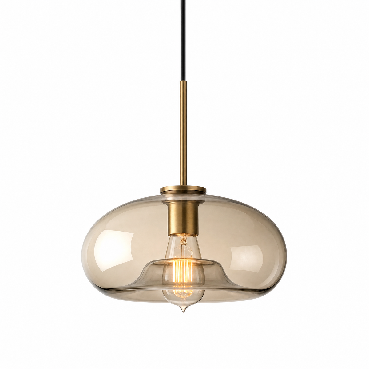 Ambra Cognac Glass Pendant Light Amber Hand-Blown Ceiling Lamp