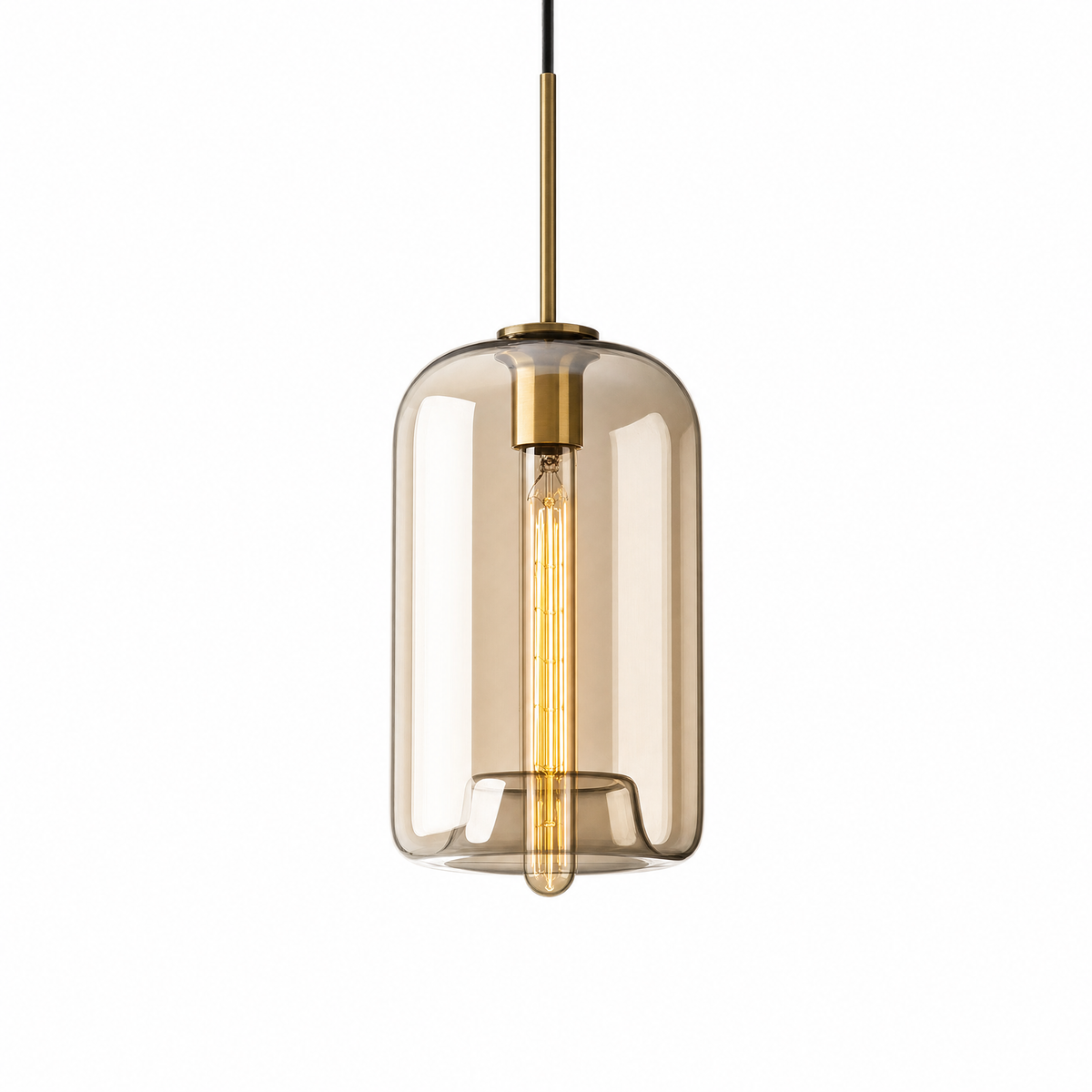 Ambra Cognac Glass Pendant Light Amber Hand-Blown Ceiling Lamp