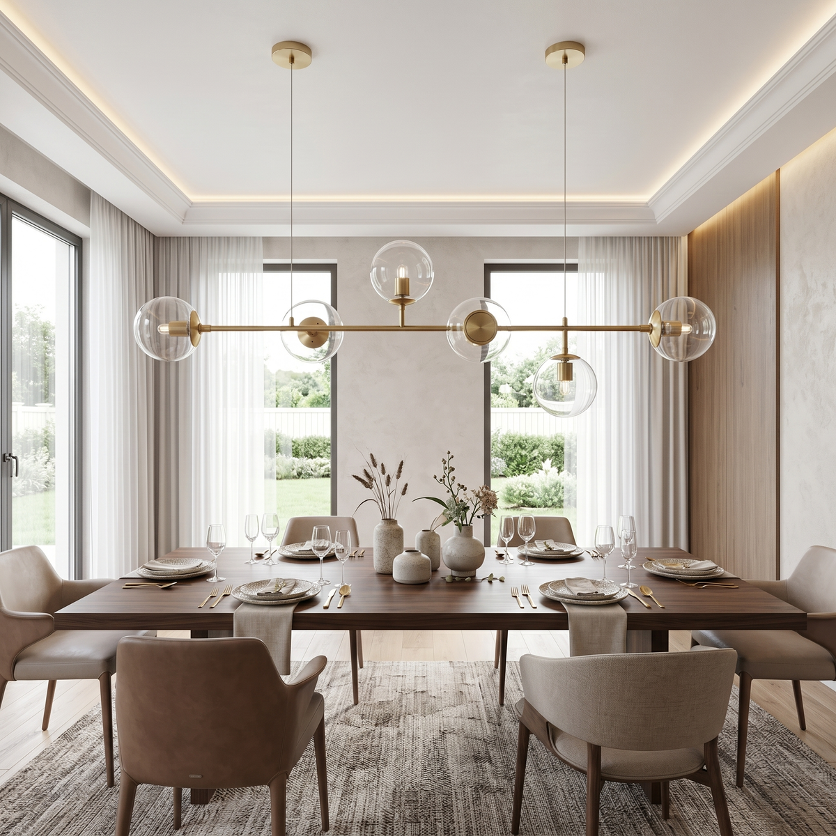 Costellazione Glass Globe Pendant Multi-Orb Linear Chandelier