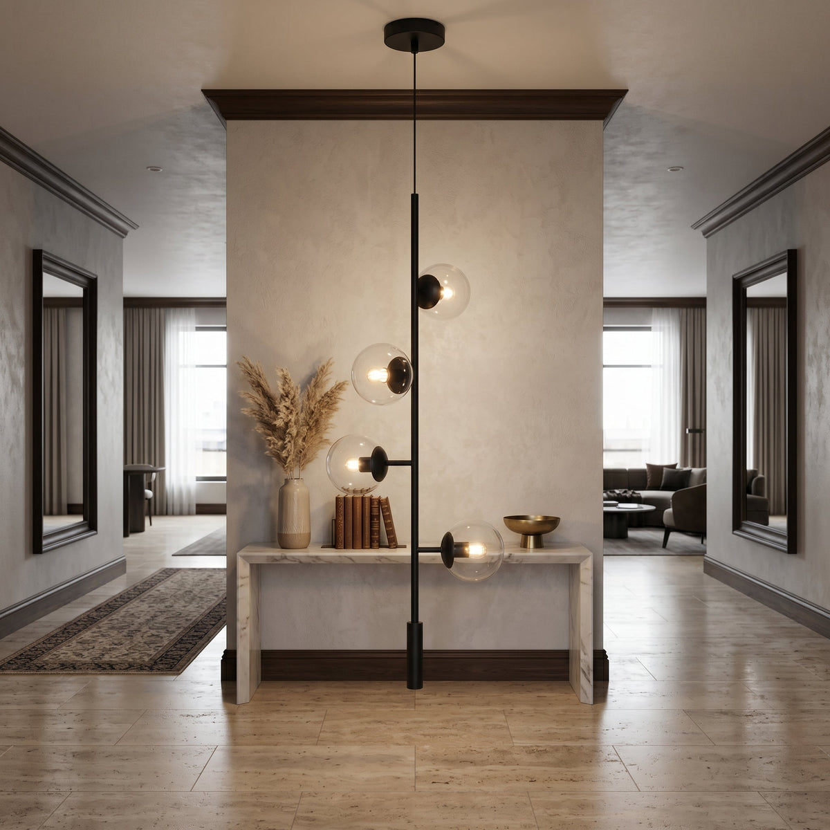 Costellazione Glass Globe Pendant Multi-Orb Linear Chandelier