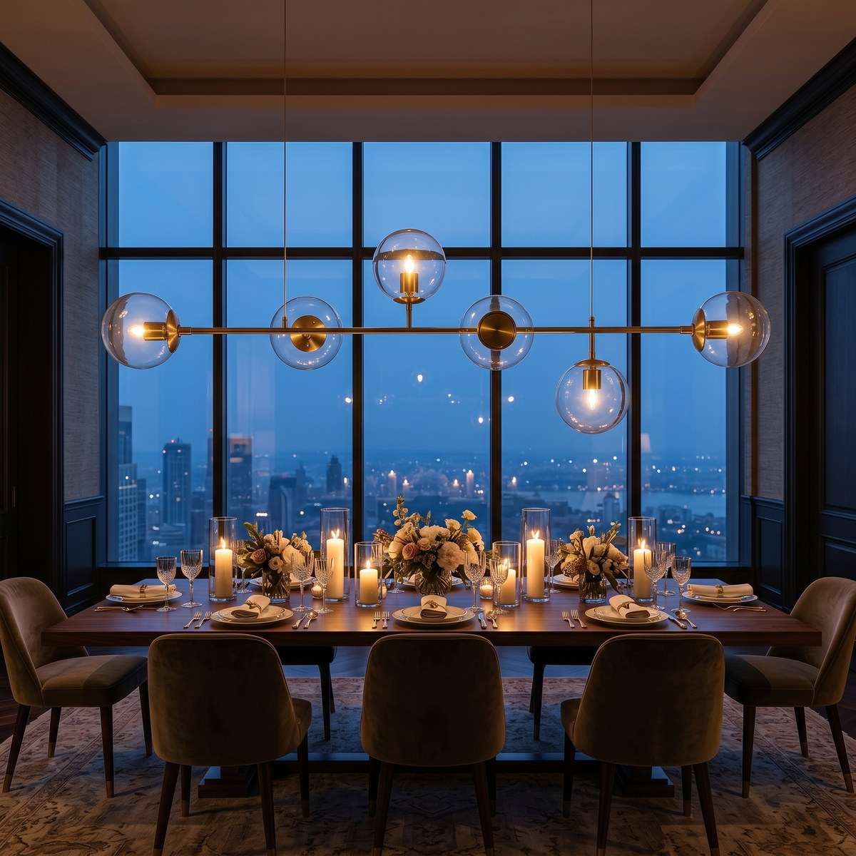 Costellazione Glass Globe Pendant Multi-Orb Linear Chandelier