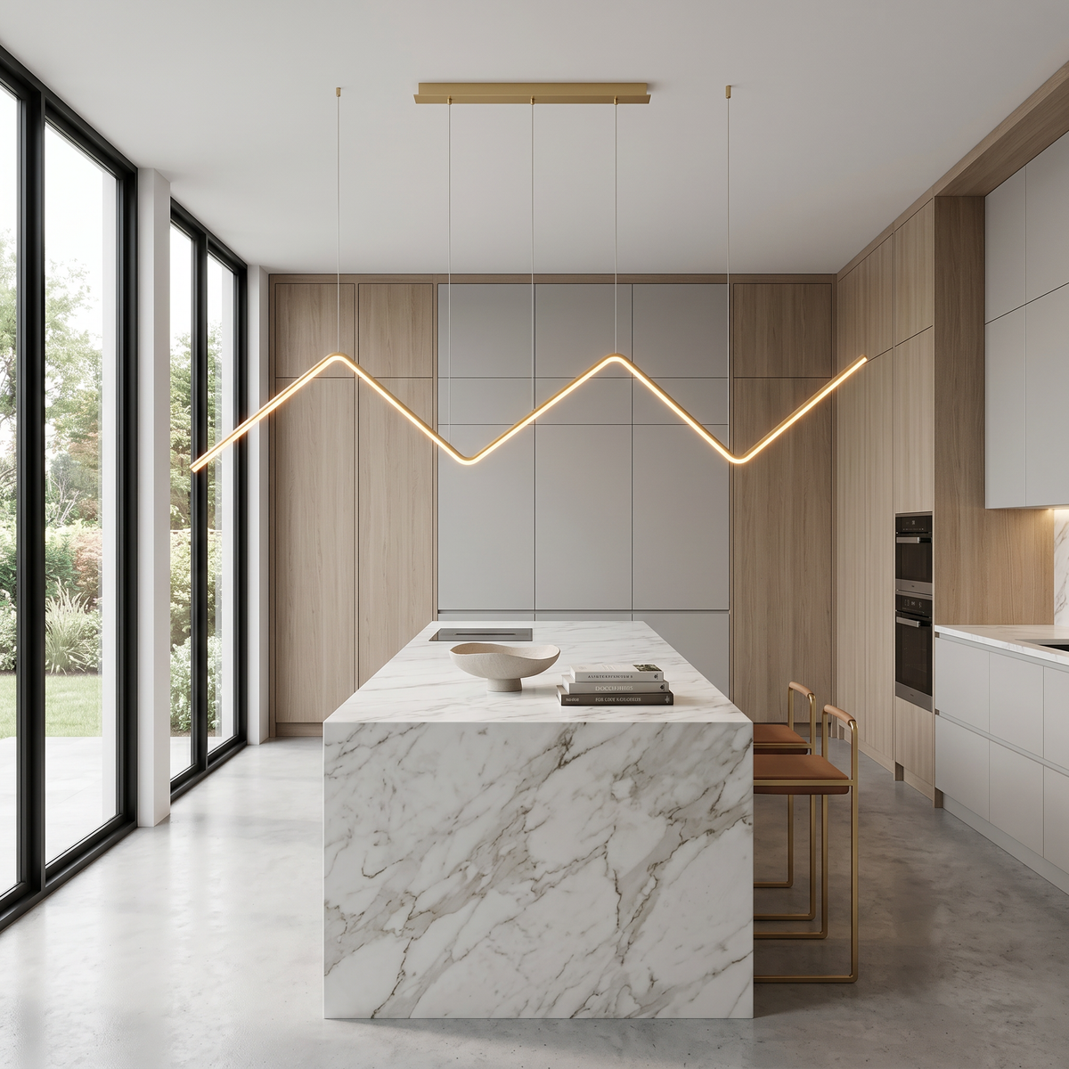 Lampo Linear LED Pendant Light Sculptural Zigzag Dining Bar