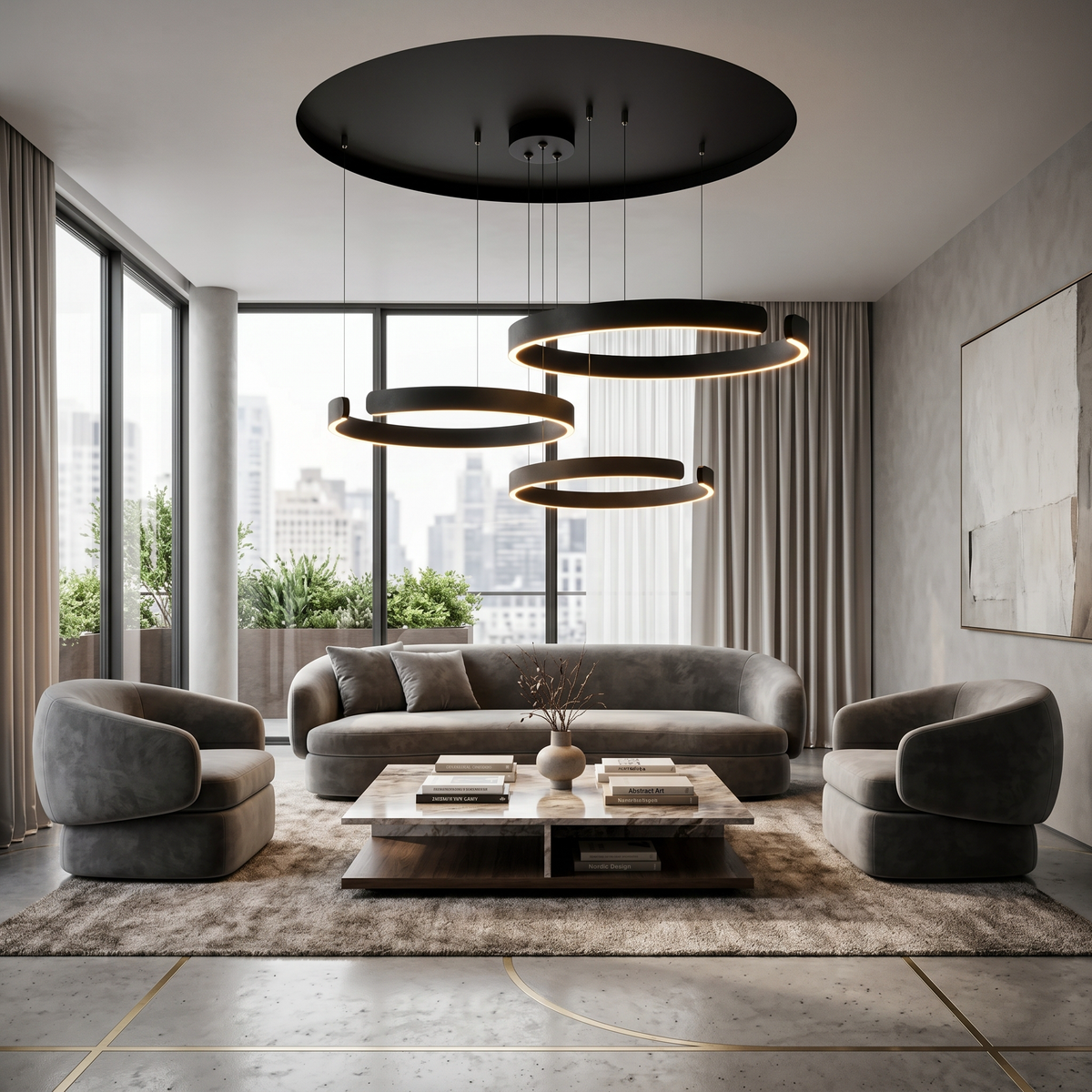 Orbita LED Ring Chandelier Modern Circular Ceiling Light