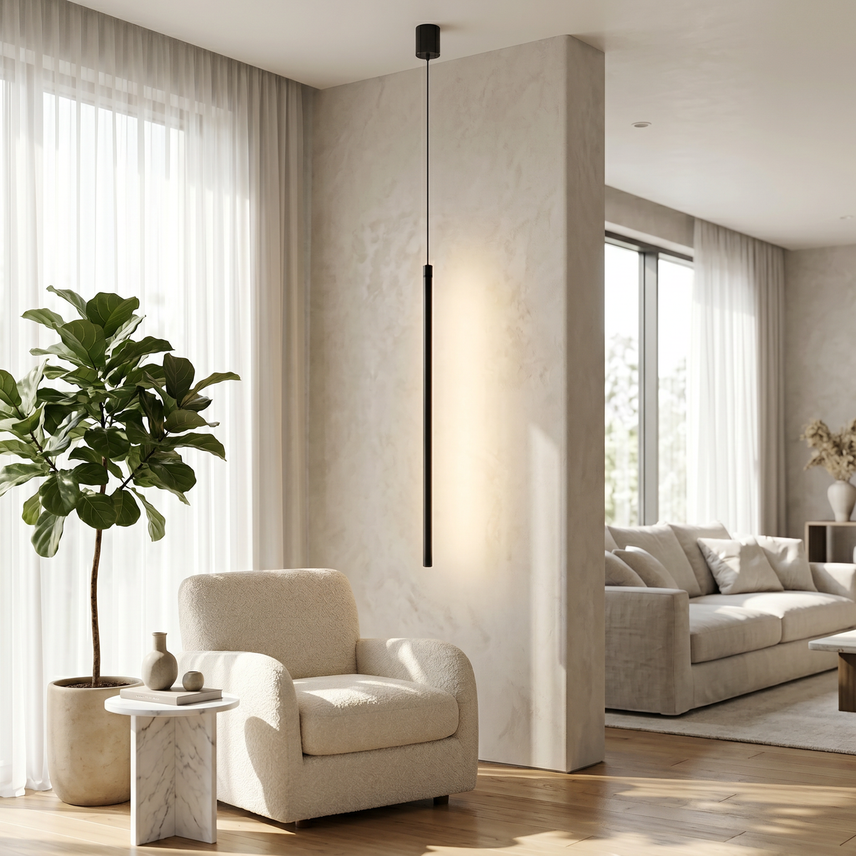 Stelo Slim Linear LED Pendant Vertical Rod Ceiling Light
