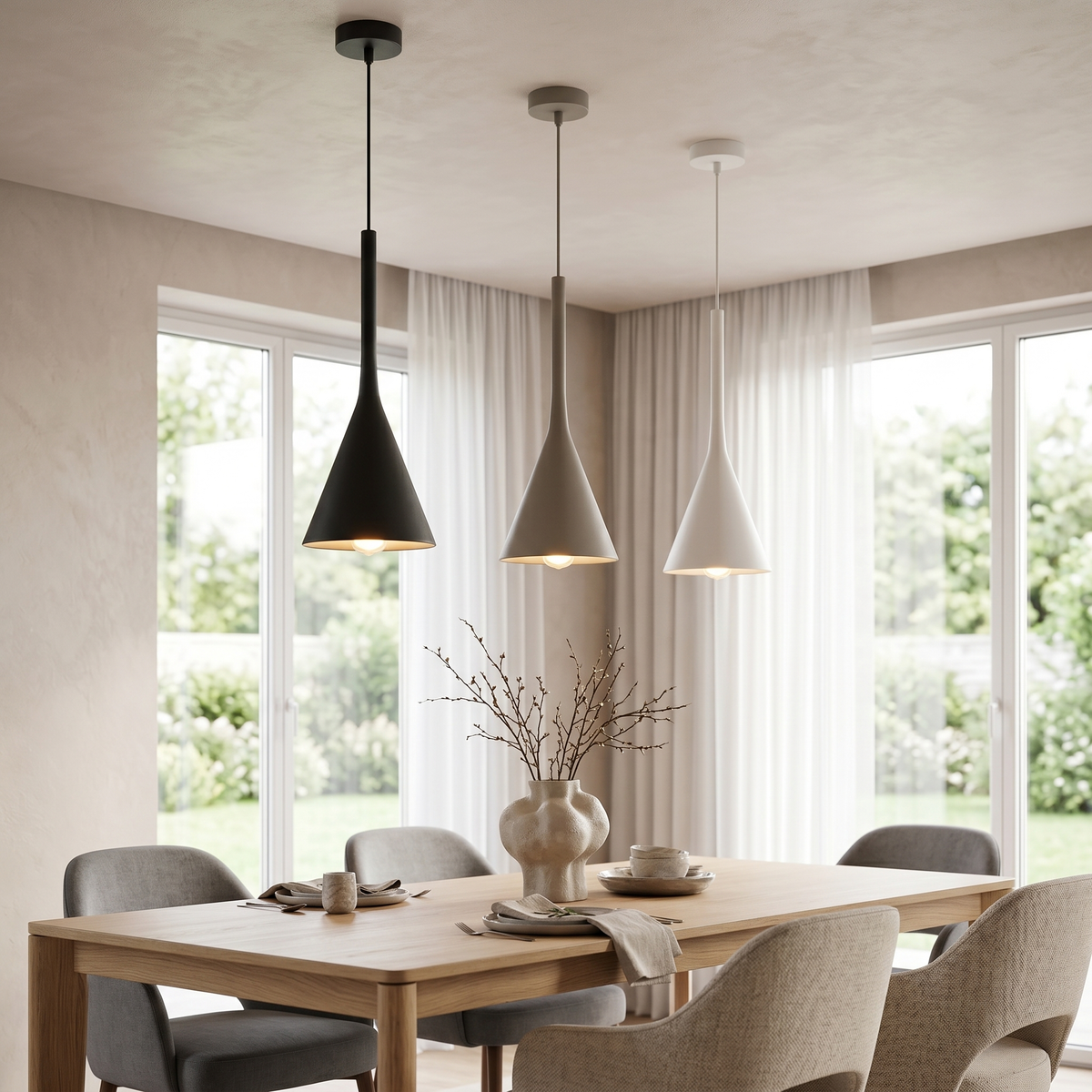 Calla Cone Pendant Light Matte Metal E27 Ceiling Lamp